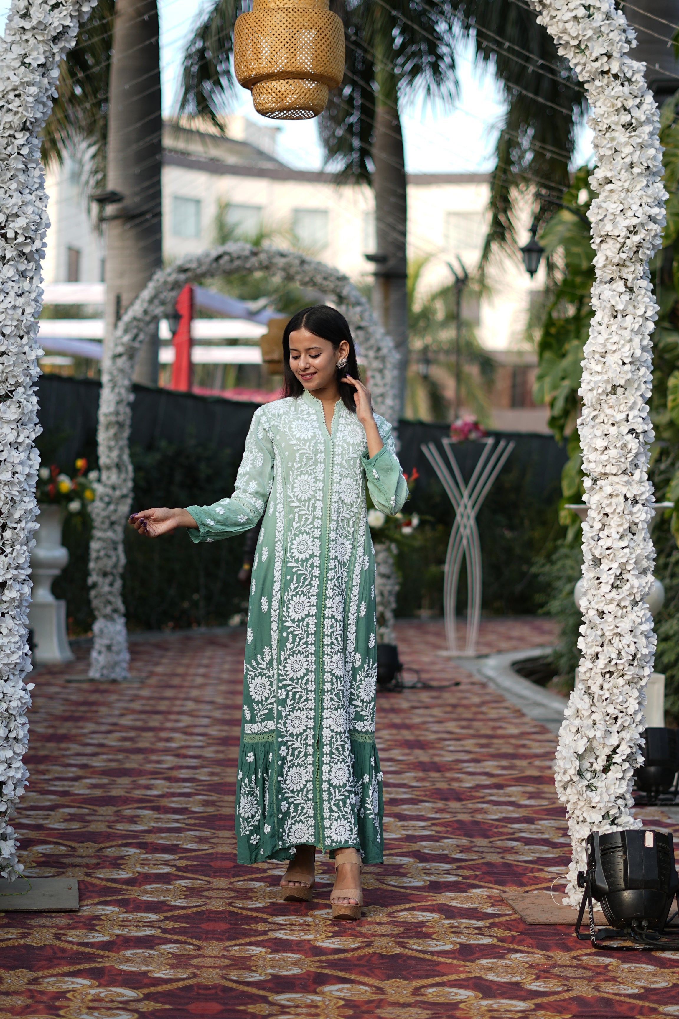 Muslin Long Pom Pom Dress