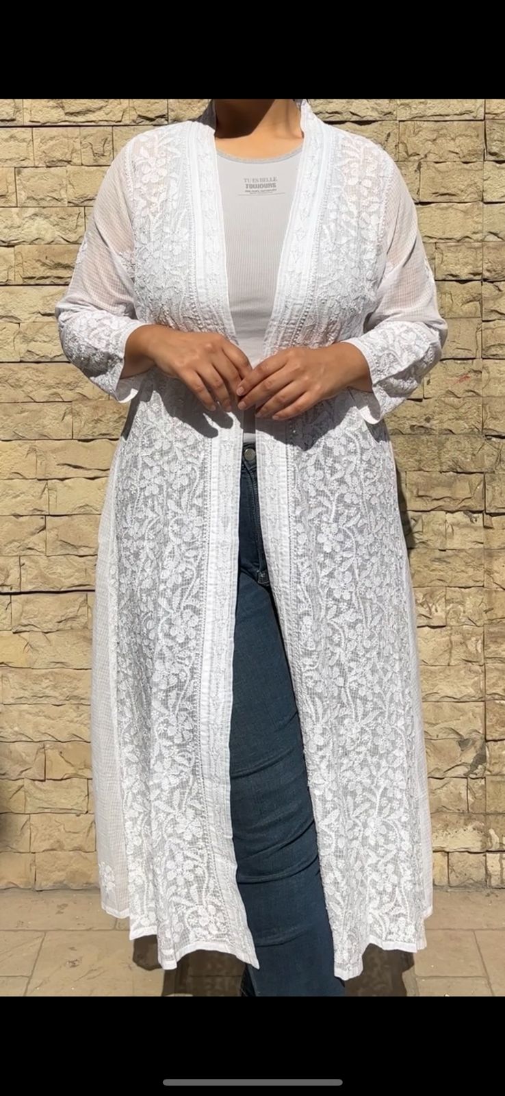 Kota Cotton Chikankari Shrug Avadh Chikan
