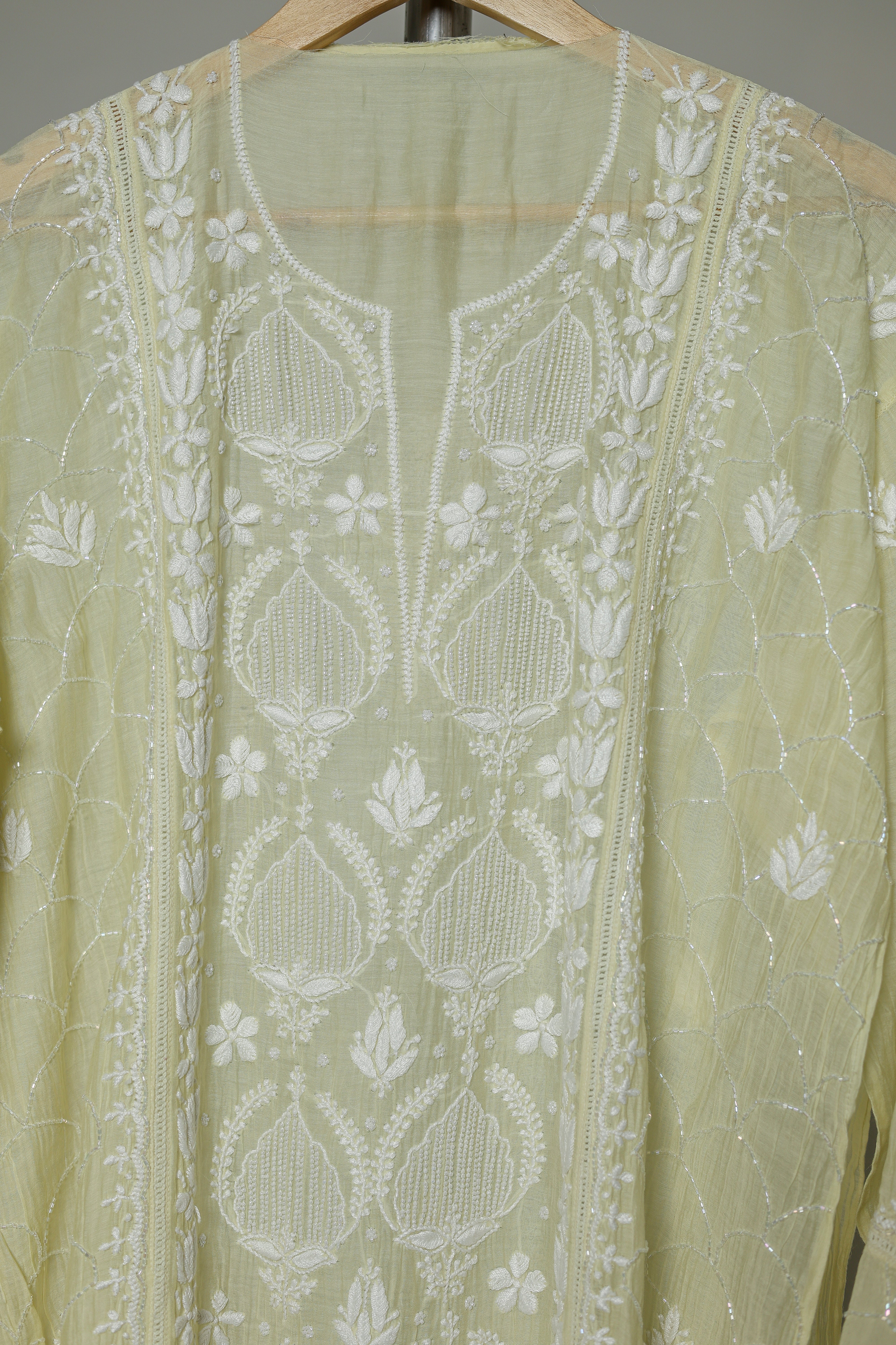 Mul Chanderi Kurta Dupatta Set with Moti Neck