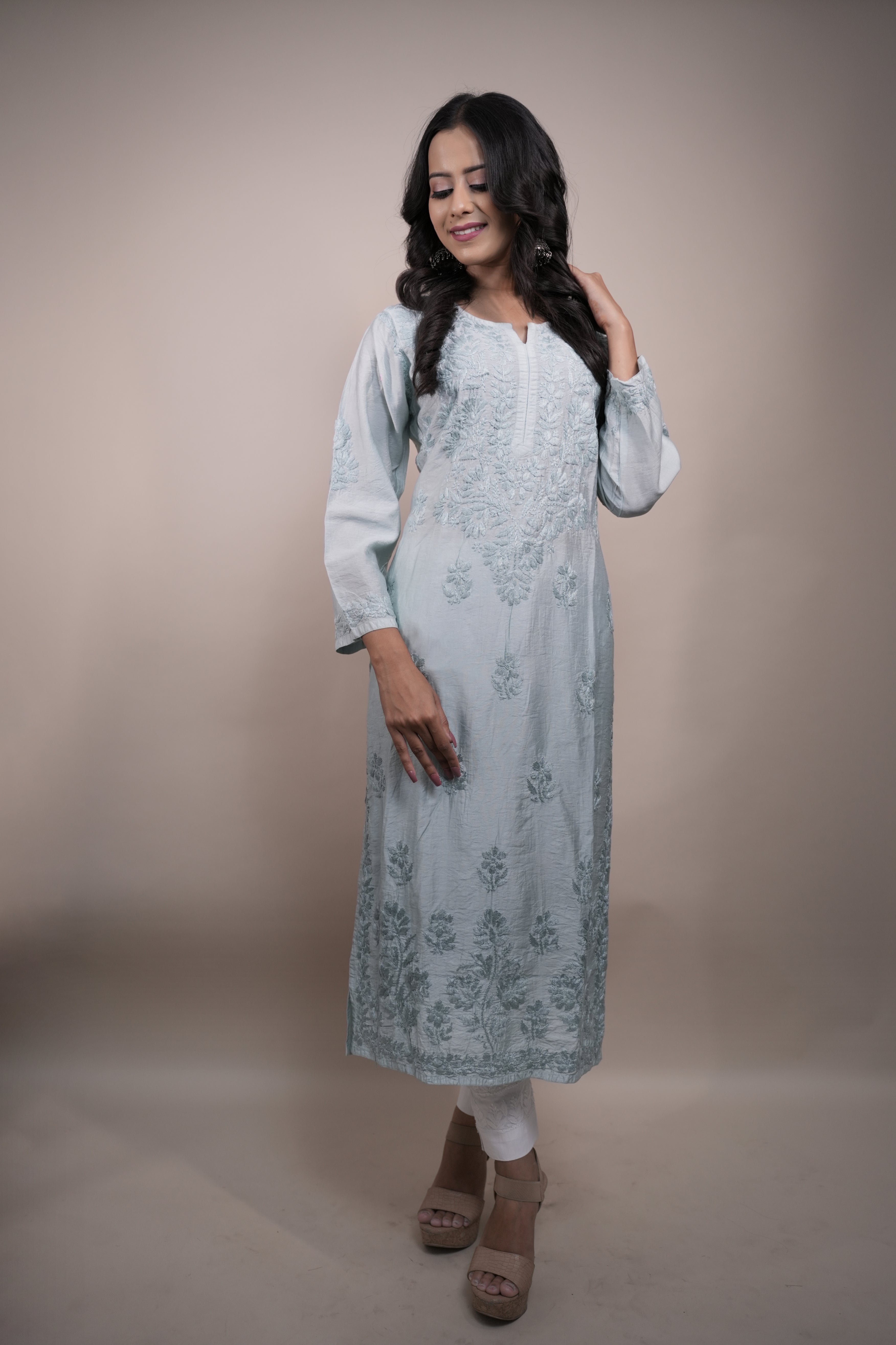 Cotton Chanderi Long Kurti