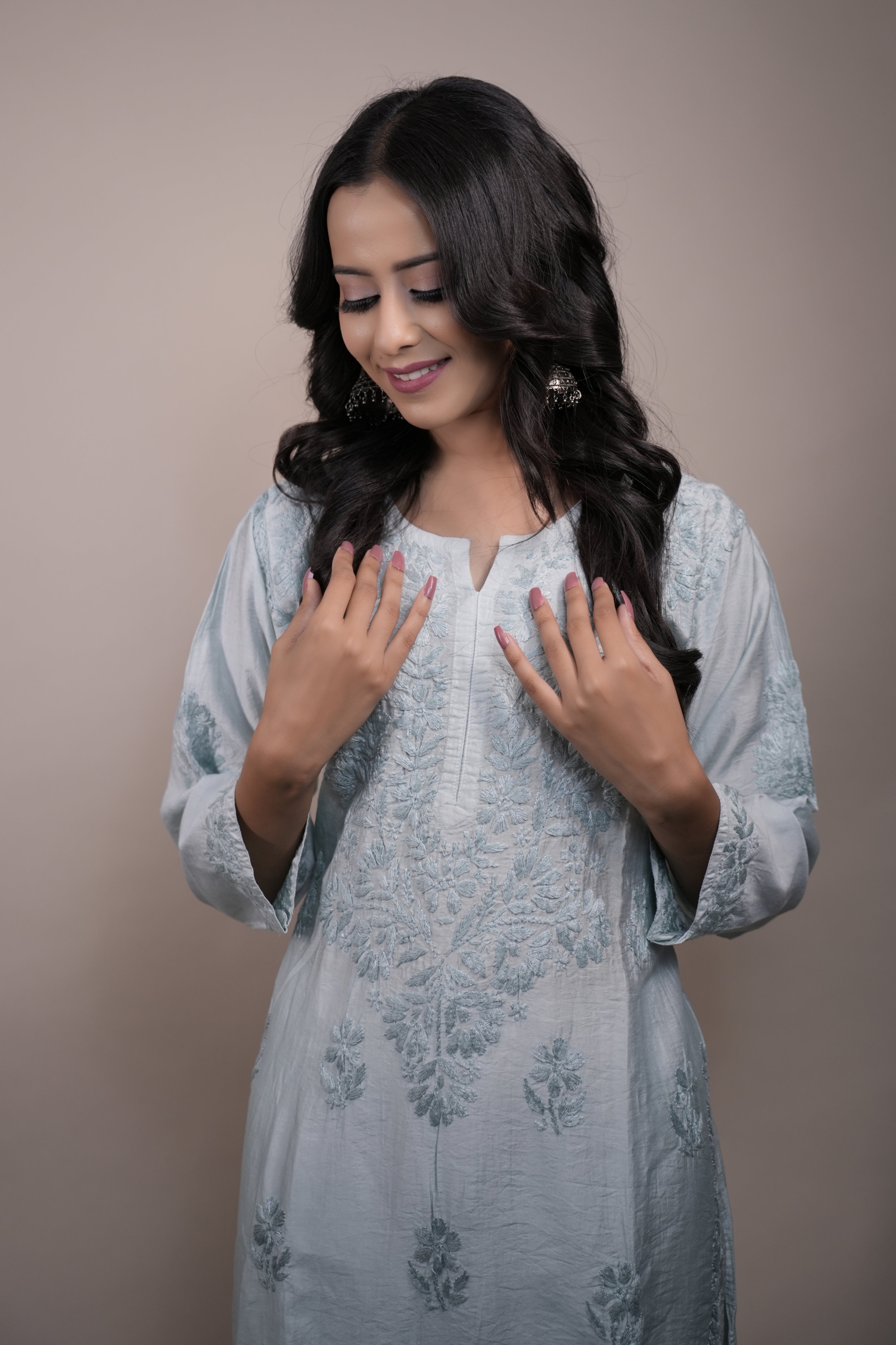 Cotton Chanderi Long Kurti