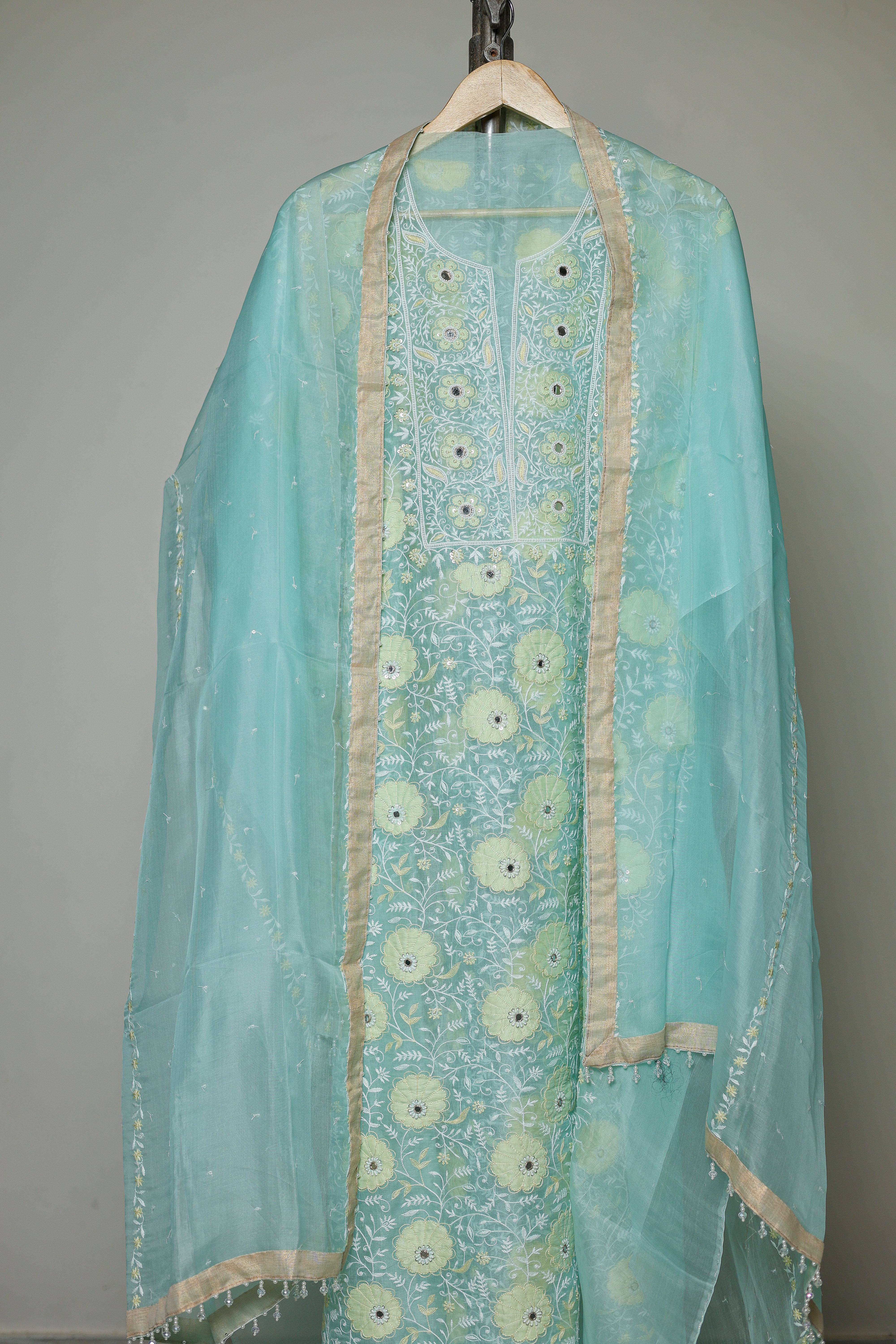 Pure Organza Front and Back Full Jaal Suit Set