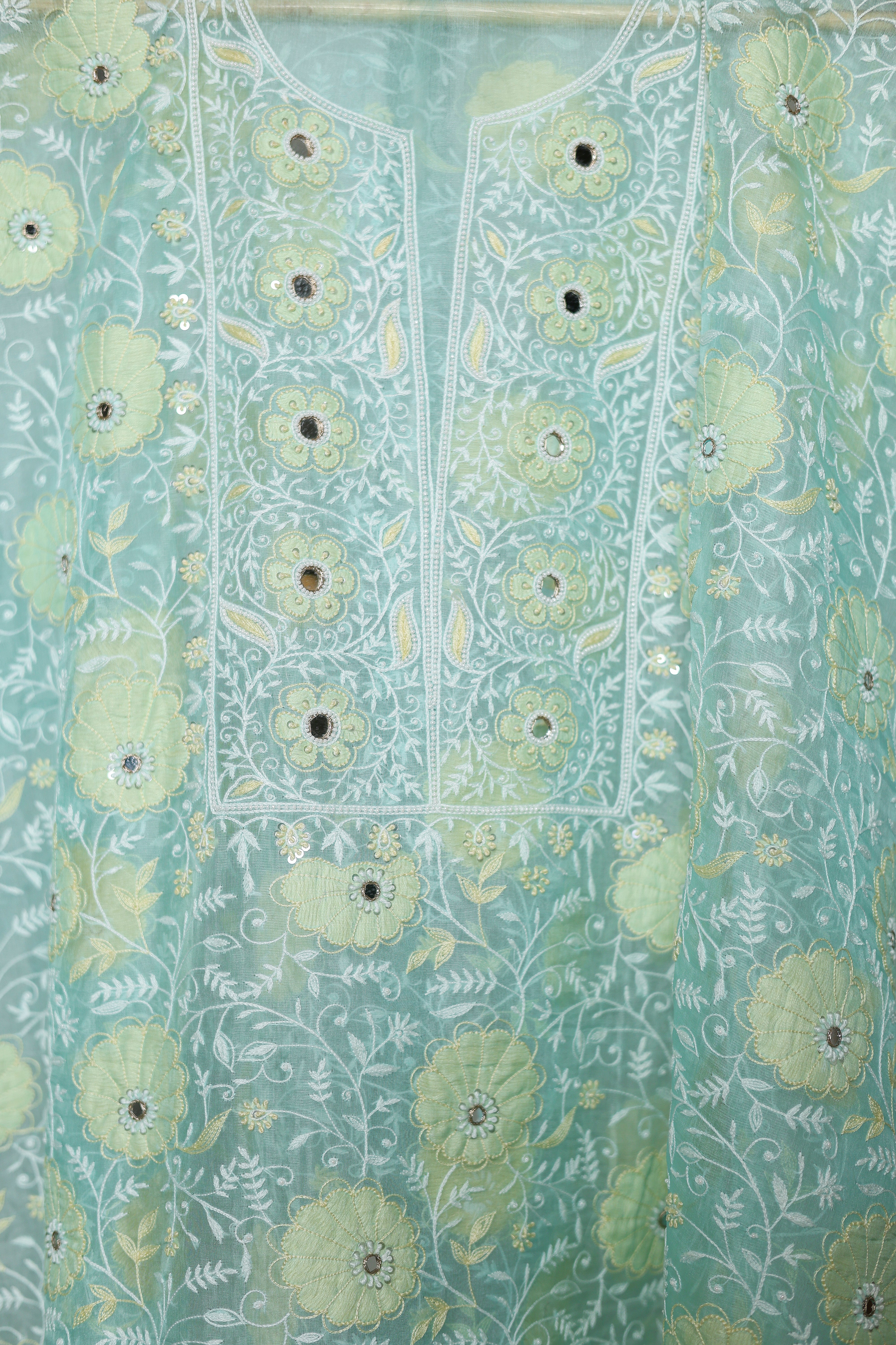 Pure Organza Front and Back Full Jaal Suit Set
