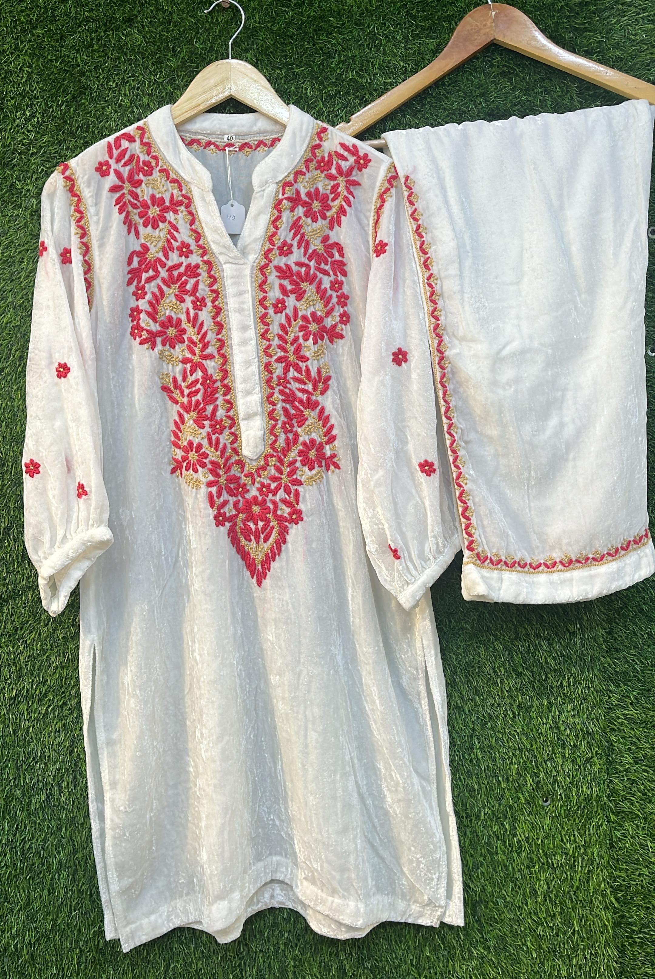 Pure Velvet Chikankari Co-ord Set