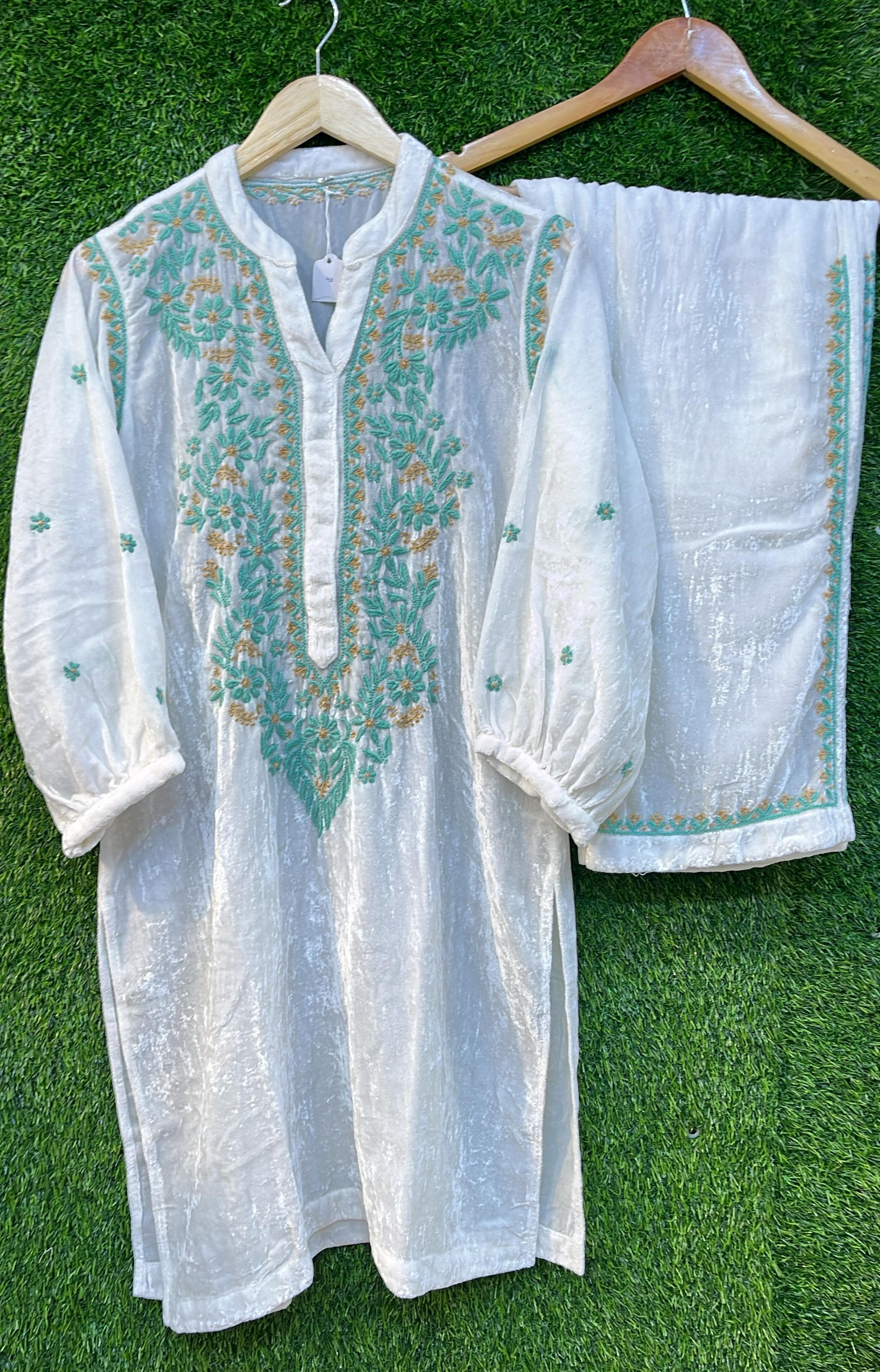 Pure Velvet Chikankari Co-ord Set