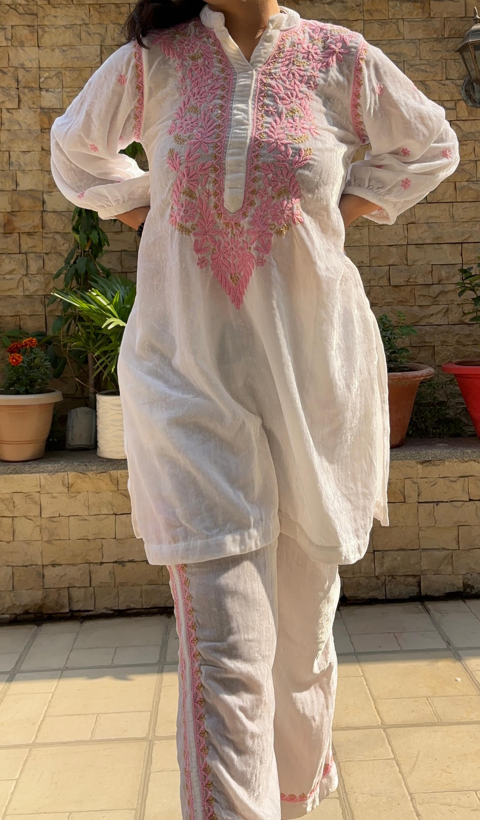 Pure Velvet Chikankari Co-ord Set