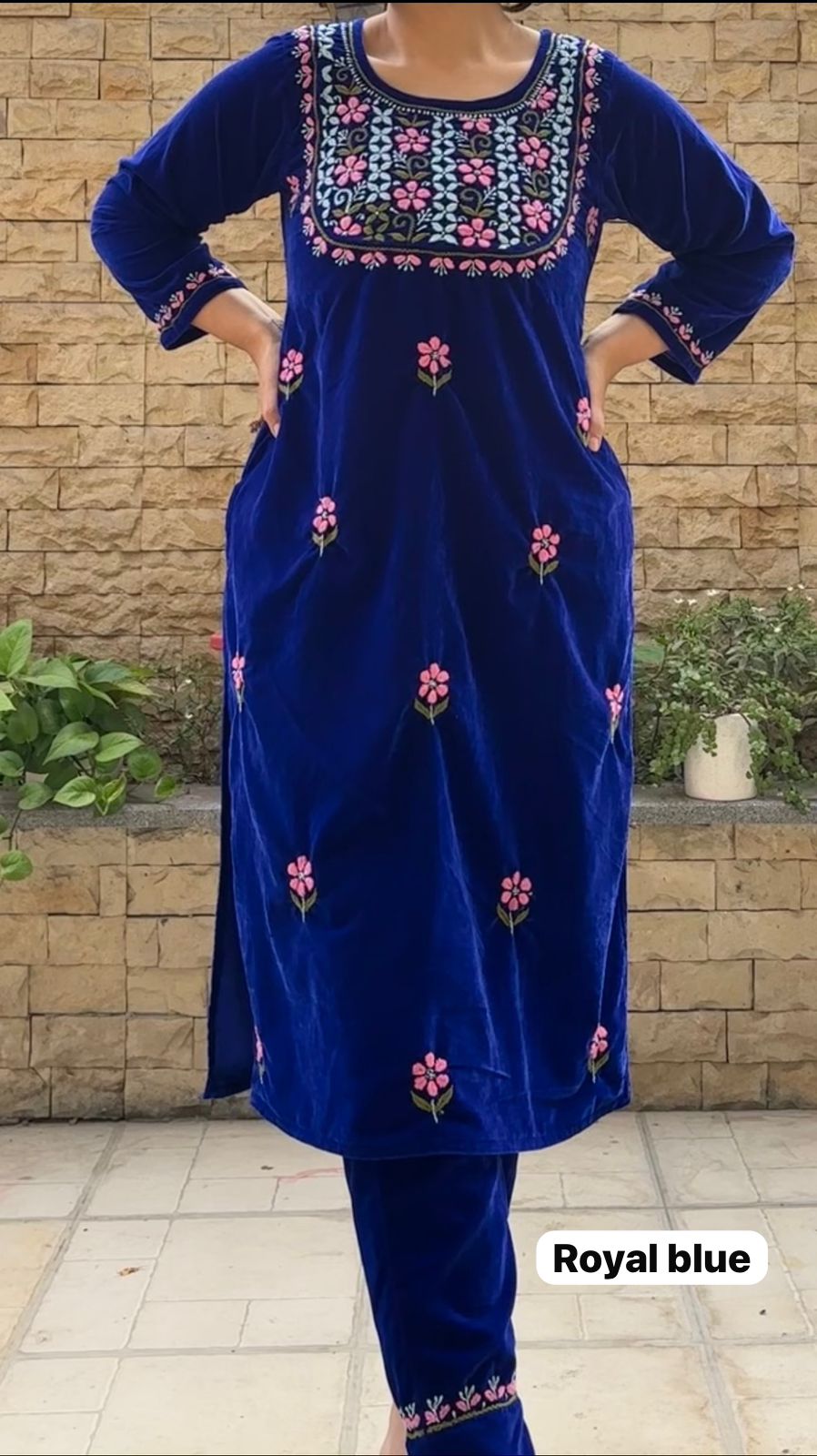 Pure Velvet Chikankari Co-ord Set