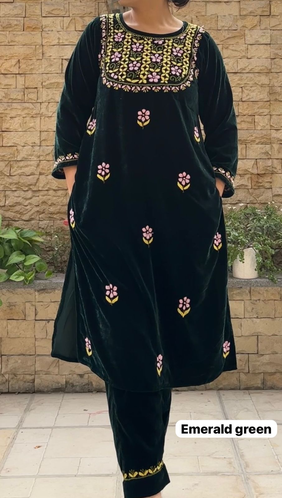 Pure Velvet Chikankari Co-ord Set