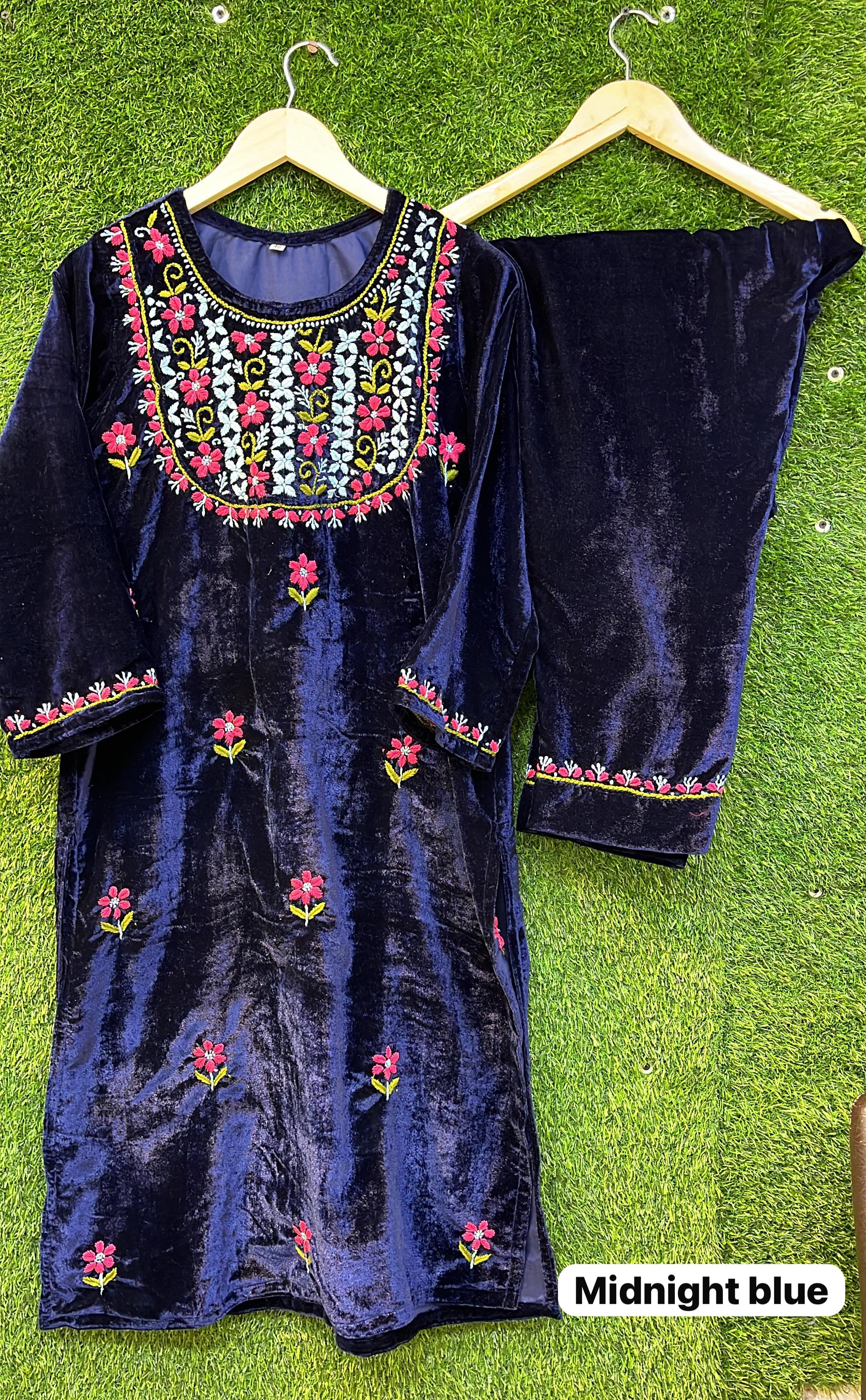 Pure Velvet Chikankari Co-ord Set