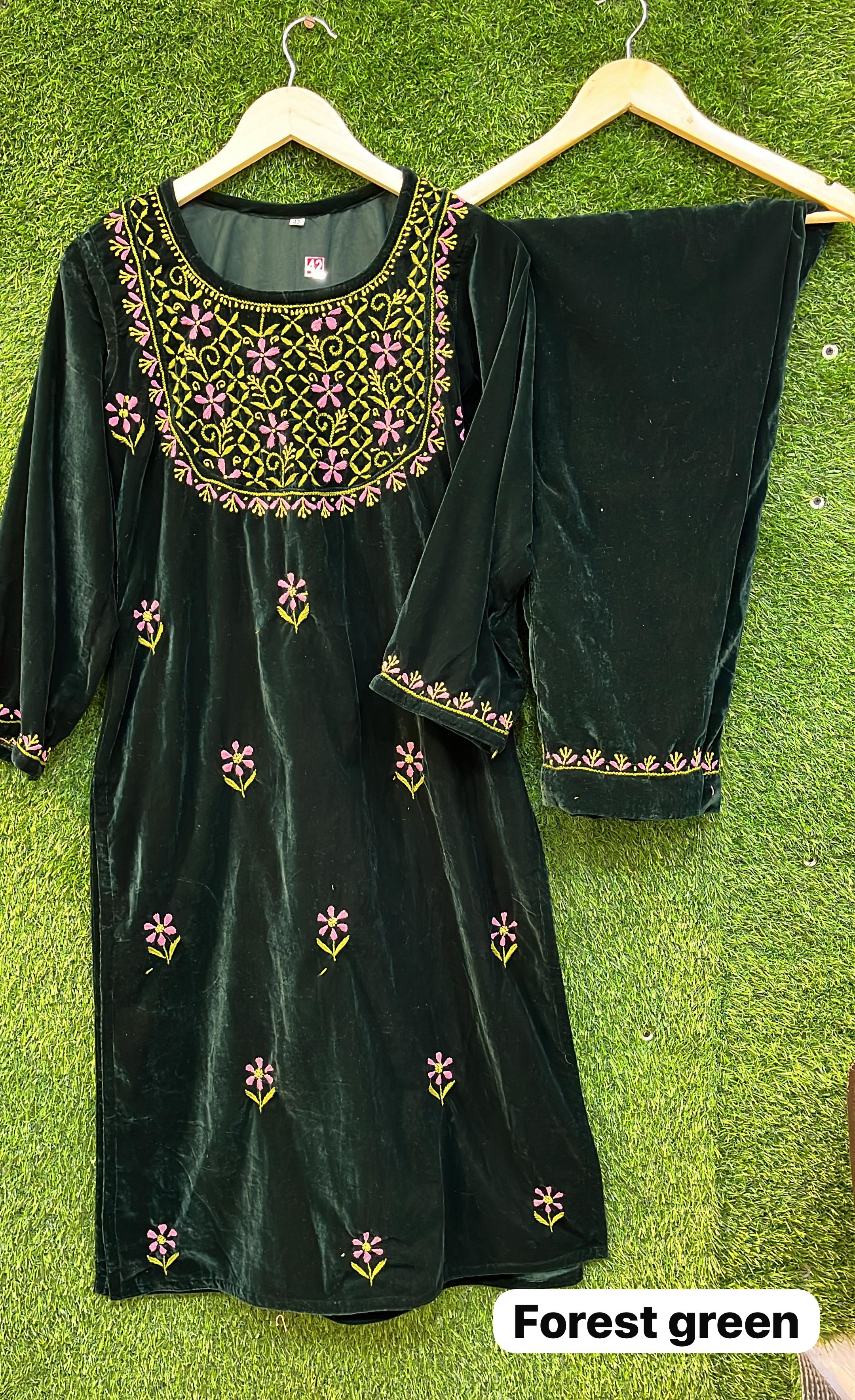 Pure Velvet Chikankari Co-ord Set