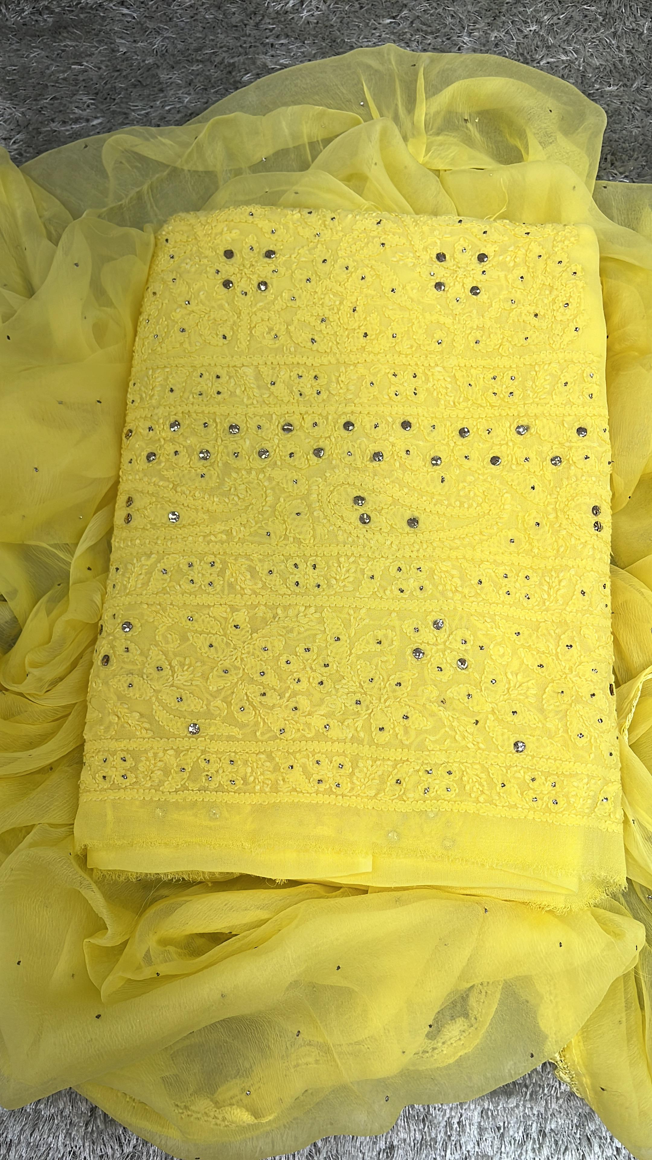 Pure Viscous Georgette Full Suit With Chikankari and Mukesh work