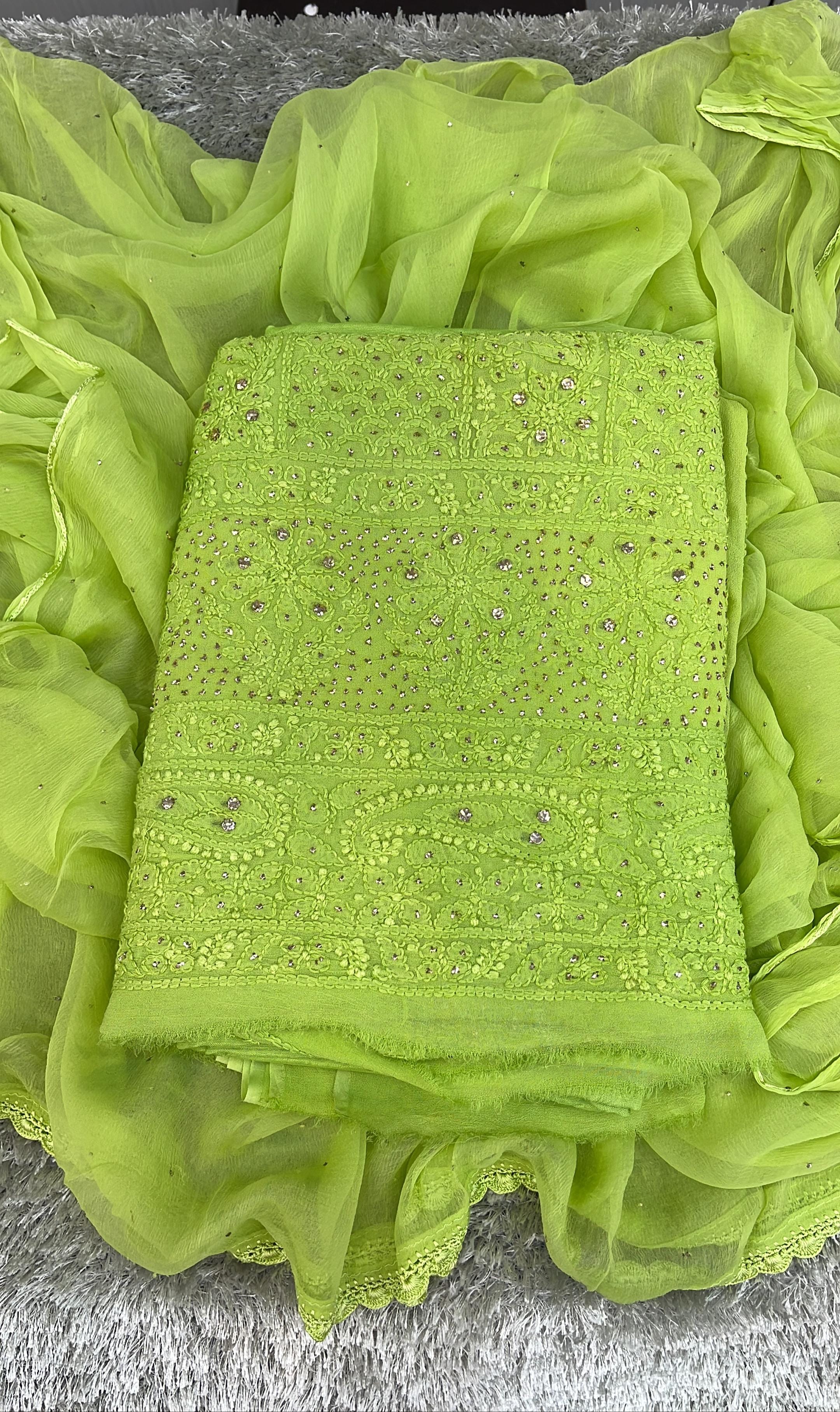 Pure Viscous Georgette Full Suit With Chikankari and Mukesh work